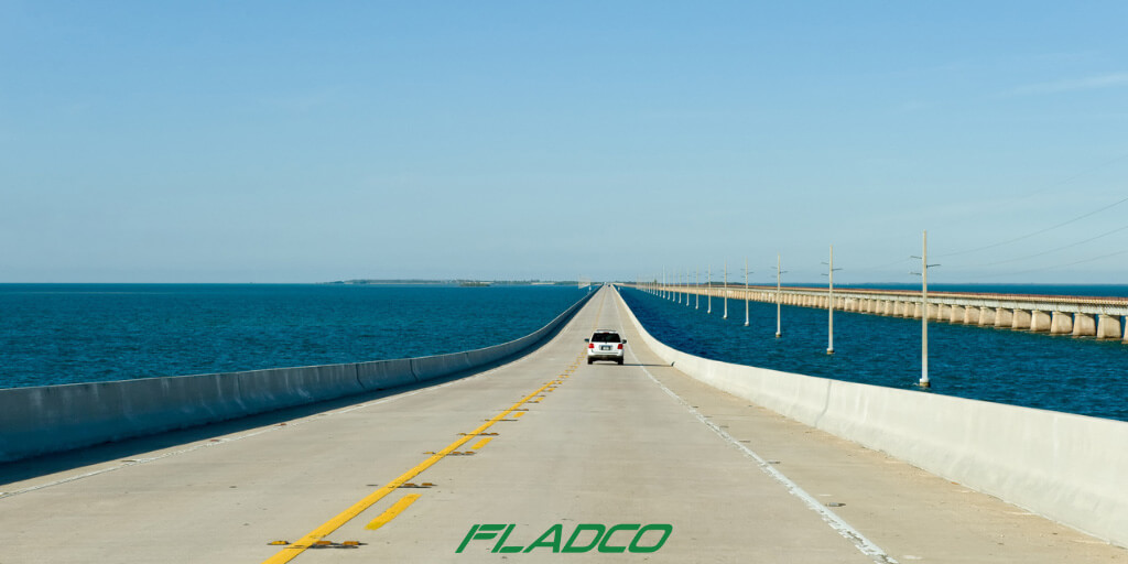 SUV Driving Along a Florida Overpass